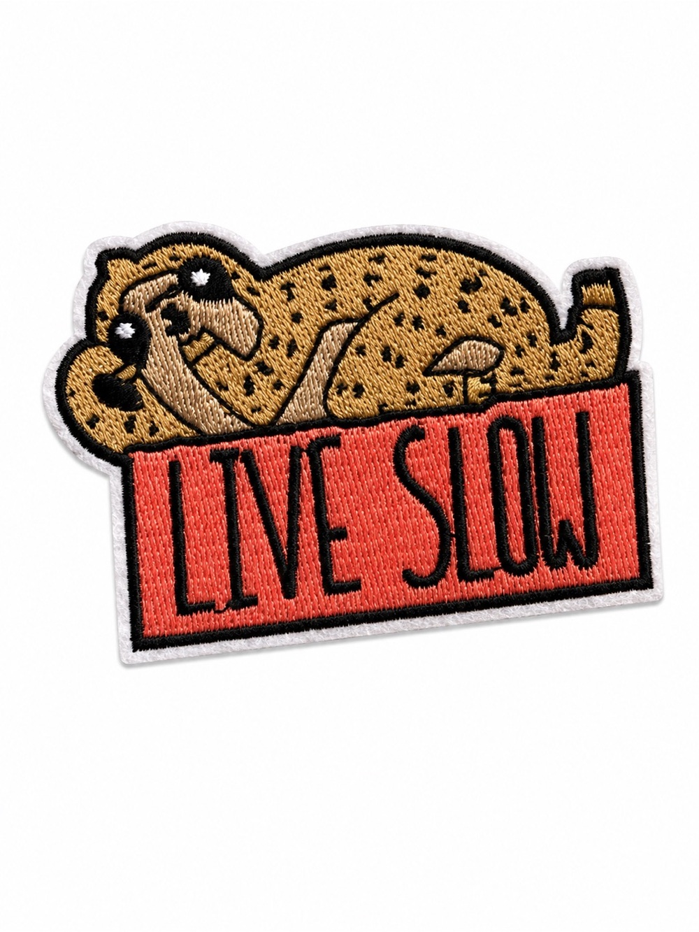 Live Slow Sloth Embroidered Iron-On Patch Cute Sloth Applique Raver Festival NEW
